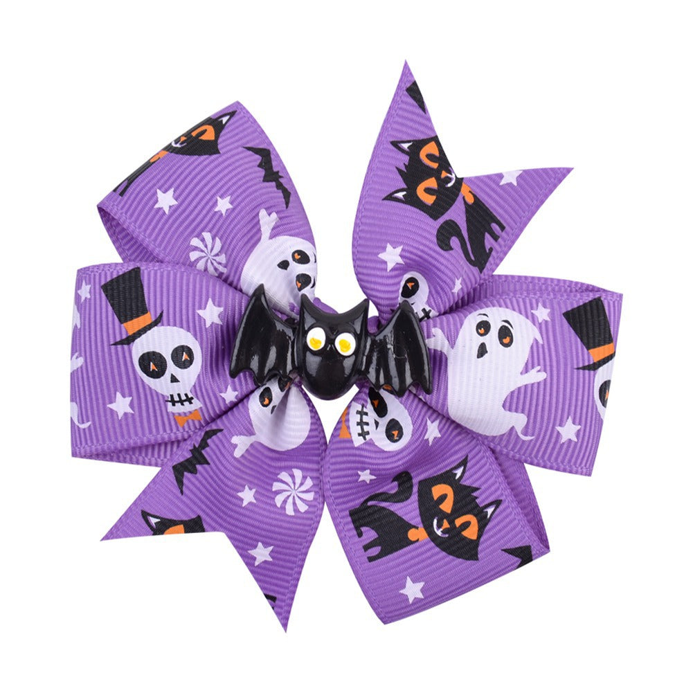 Wholesale Halloween Dress Up Bat Ghost Fabric Kids Hair Clips